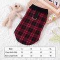 Red and black plaid fleece pet vest with integrated leash D-ring for small dogs and cats - S / Red Check