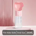 Draagbare roze drinkfles voor honden, 380ml, met appelvormige drinkbak voor reizen - Kleine Waterfles / 380ml / Roze