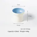 Bol surélevé en céramique pour animaux avec intérieur bleu et capacité de 250ml - Bouche Plate Surélevée / Bleu