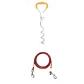 Heavy-duty outdoor spiral dog stake with red steel wire tie-out cable for pet safety. - 1.8m (6ft) / 9mm*42cm Yellow Handle + 5mm Red Steel Rope