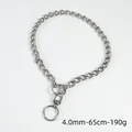 Heavy-duty 304 stainless steel P-chain dog training collar, 4.0mm-65cm spec - 4.0mm x 65cm / Silver