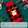Christmas reindeer buffalo plaid pet dog sweater size chart variant - S / Red/Black Plaid
