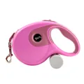 Correa retráctil para perro rosa de 8 m con dispensador de bolsas para excrementos - 8M (Adecuado para un peso de hasta 50kg) / Rosa
