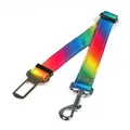 Ceinture de sécurité robuste pour animaux dégradé arc-en-ciel avec clip en métal - Modèle en Polyester Réfléchissant / 2.5*60-70cm / Arc-en-ciel