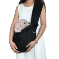 Bolso bandolera negro de poliéster para perros y gatos pequeños con bolsillo lateral - Con Bolsillo para Teléfono-Sin Logo / Negro