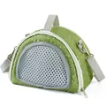 Green polka dot small animal carrier bag for hamsters and hedgehogs with mesh window - Olive Green