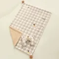 Plaid pet blanket and U-shaped pillow set with cartoon dog prints and sherpa lining - Plaid Puppy (Blanket & Pillow Set) / S: 50*35cm (Recommended for 3.5kg Cat / 2.5kg Dog)