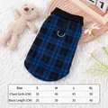 Blue plaid fleece pet vest with integrated leash D-ring for small dogs and cats - S / Blue Plaid