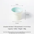 Bol surélevé en céramique pour animaux, intérieur bleu clair, capacité de 250 ml - Bouche Plate Surélevée / Vert clair