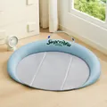 Hellblaue runde Haustier-Kühlmatte für Katzen und Hunde, langlebiger Stoff mit Stickerei - M (60*52cm) / Meereisblau