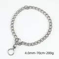 Durable 304 stainless steel P-chain dog collar for training, 4.0mm thickness and 70cm length - 4.0mm x 70cm / Silver
