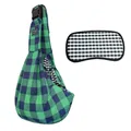 Green checkered pet carrier sling bag for dogs and cats with matching bottom support pad - Buckle Bag (With Checkered Bottom Plate) / 65x30x80cm / Green Check