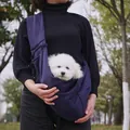 Bolso bandolera de poliéster azul oscuro para transporte de perros pequeños y gatos - Con Bolsillo para Teléfono-Sin Logo / Azul marino