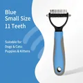Pettine professionale blu per la rimozione dei peli a 11 denti per piccoli animali - Rastrello per Districare a Doppia Faccia / Piccolo (11 Denti) / Blu