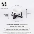 Ciotola profonda in PE bianco lucido con supporto in ferro nero, capacità 260 ml - Supporto Basso (Nero) + Punti in Silicone / Ciotola Profonda (Bianca)