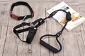 Detailansicht der strapazierfähigen schwarzen Hundegeschirr- Leinen- und Halsbandgarnitur - 3-Teiliges Leinen-Set (Geschirr, Halsband und Leine) / 6mm*120cm / Schwarz
