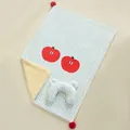 Light blue gingham pet blanket and pillow set with apple print and sherpa lining - Plaid Apple [Blanket + Pillow] / S: 50*35cm (Recommended for 3.5kg Cat / 2.5kg Dog)