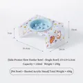 Slow feeder pet bowl with purple cartoon printed acrylic tilted stand for cats and dogs - Small Slow Feeder (Blue) with Tilted Purple Stand