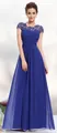 Elegant royal blue lace bridesmaid dress with sheer cap sleeves and a pleated chiffon skirt - Royal Blue