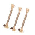 Set of three cat silvervine chew sticks with raffia grass and gall fruit for teeth cleaning. - Classic Raffia