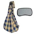 Yellow and blue plaid pet sling bag with matching checkered cushion - Buckle Bag (With Checkered Bottom Plate) / 65x30x80cm / Yellow Plaid