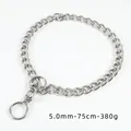 Durable 304 stainless steel P-chain dog collar, 5.0mm thickness, 75cm length, 380g weight. - 5.0mm x 75cm / Silver