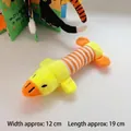 Durable plush squeaky duck pet toy with orange and yellow stripes for dogs and cats - Yellow Duck
