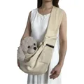 Bandolera beige de poliéster para mascotas con práctico bolsillo lateral para móvil - Con Bolsillo para Teléfono-Sin Logo / Albaricoque