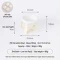 Ciotola per animali bianca in PE su supporto in ferro color crema con dimensioni e peso - Supporto Basso (Crema) + Manicotti in Silicone / Ciotola Poco Profonda (Bianca)