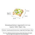Green checkered ceramic pet bowl with round-bead oak stand, 200ml capacity - Bowl + Single Stand (Round Bead) / Green