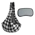 Black and white plaid pet sling carrier for cats and small dogs with matching bottom mat - Buckle Bag (With Checkered Bottom Plate) / 65x30x80cm / Black and White Plaid
