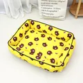 Premium thick yellow warm pet bed featuring cute brown bear pattern for cats and small dogs. - Size 3 (60*45cm) / Yellow Bear