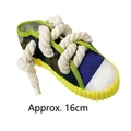 Approx. 16cm colorful squeaky canvas shoe shaped dog chew toy with durable rope laces - 18cm / Yellow
