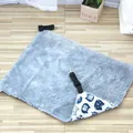 Reversible grey plush cat hammock with adjustable straps for cage hanging pet bed - S (38*35cm) / Warm Plush Japanese Lucky Cat