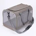 Lightweight gray breathable pet carrier bag with adjustable shoulder strap and mesh sides - Khaki