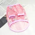 Pink breathable mesh dog vest with cute rabbit cartoon pattern for summer - XS (Under 1.5kg) / Tops / Two-Legged Mesh Suit / Pink Cute Rabbit