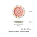Ciotola anti-ingozzamento in ceramica per animali, capacità 150ml, diametro 16cm - Piatto Slow Feeder Pois Cartoon / Piatto Singolo (150ml) / Rosa