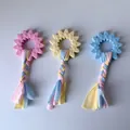 Durable pet dog teething toy set featuring colorful sun rings and braided tassels - Cloth Strip Starry Style - Sun