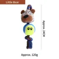 Gioco in corda di cotone per cani con testa d'orso e pallina da tennis per denti - Teddy Bear / Circa 24cm