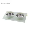 Schuine antislip dubbele voerbak voor huisden met rvs inzetstukken, maat 37.5x25x7.5cm - S / Groen