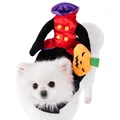 Funny Halloween pet costume clown rider style for small dogs on white background. - S / Pumpkin Rider