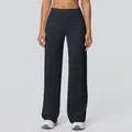 High-waisted yoga flare pants with soft brushed fabric in a comfortable wide-leg fit. - S / Bottoms / Black