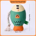Grüner Fisch-Plüsch-Quietschspielzeug für Hunde und Katzen mit robustem Baumwollseil - Fathead Fisch / Grün