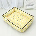 Yellow strawberry pattern pet bed for small dogs and cats, soft and cozy sleeping mat - Size 3 (60*45cm) / Cream Strawberry-Yellow
