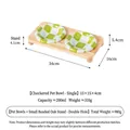 Green checkerboard ceramic pet double bowl set with elevated rubberwood stand for cats and dogs - Bowl + Double Stand (Round Bead) / Green