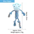 Giocattolo per cani in corda di cotone ippopotamo blu da masticare, 32cm e 170g - Ippopotamo / Circa 32x25cm