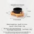 Ciotola in ceramica nera opaca per animali con supporto regolabile in legno 400ml - Set Ciotola Piccola + Supporto / 19.4x20.5x9.5cm / Nero