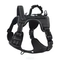 Durable black tactical dog harness for outdoor training and no-pull comfort. - S / Black
