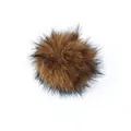 Soft faux fur pom-pom cat toy in brown and black for pet playing and enrichment - Brown
