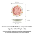 Ciotola in ceramica per alimentazione lenta a forma di fiore, capacità 150 ml - Piatto Slow Feeder Pois Fiore Cartoon / Piatto Singolo (150ml) / Rosa